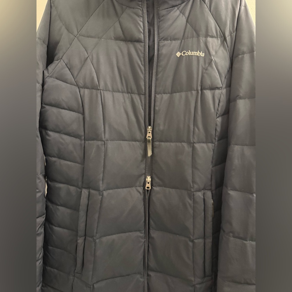 Columbia | Navy Puffer Hooded Jacket Omni Heat 700 fill Duck Down and Feathers - Picture 7 of 15
